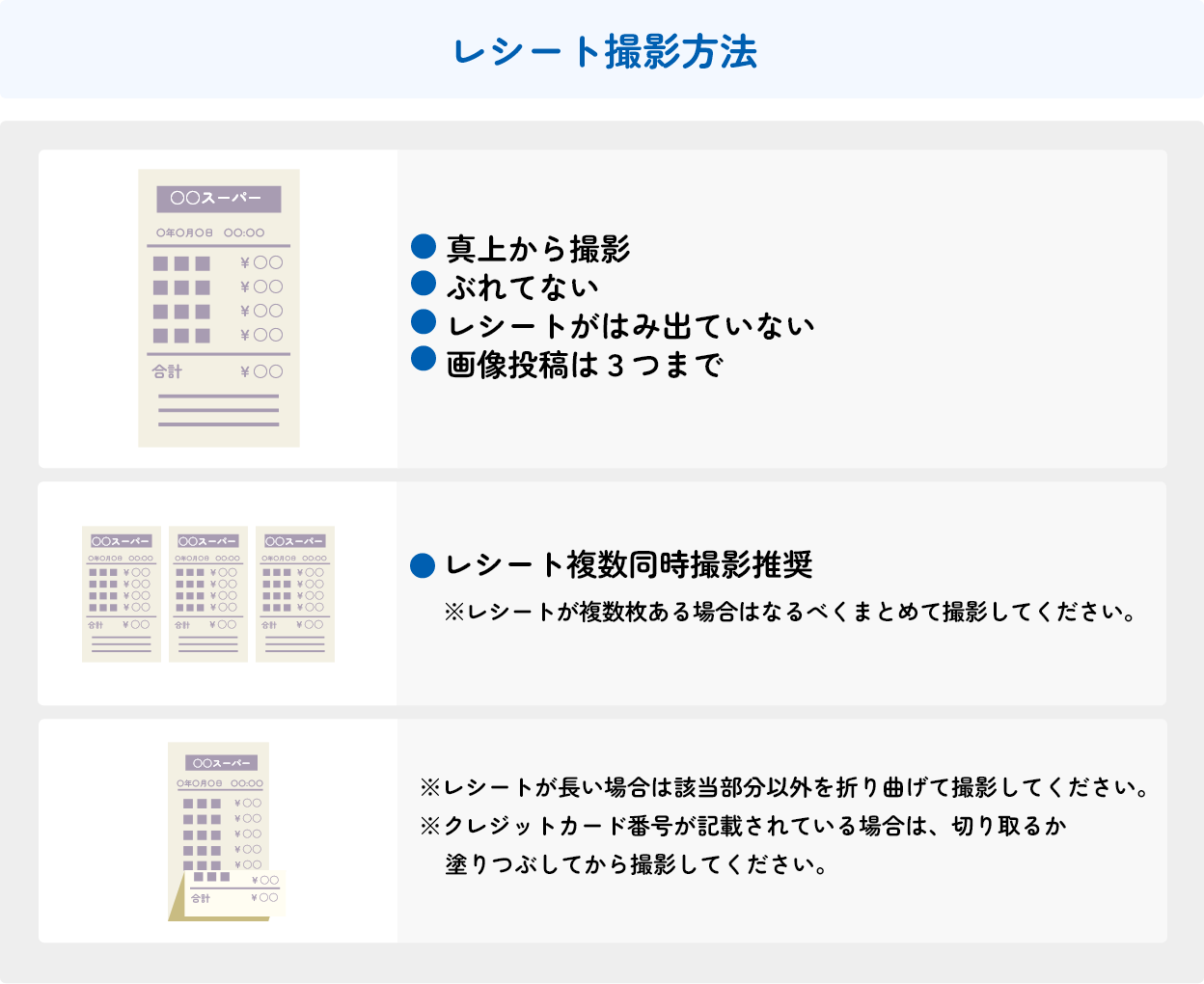 レシート撮影方法