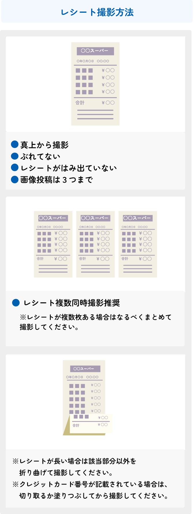 レシート撮影方法